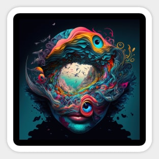 Chaotic and surreal distorted figure - Mind Blowing Moment #6 Sticker